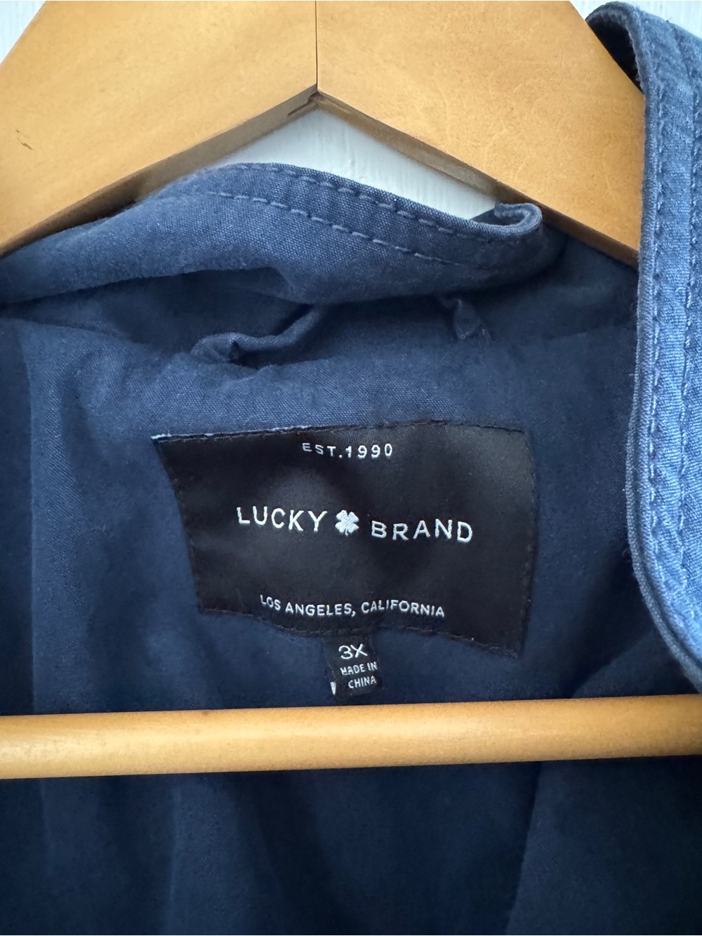 Lucky Brand Navy Utility Jacket Hooded Zip Snap Coat Size 3X - Picture 10 of 10